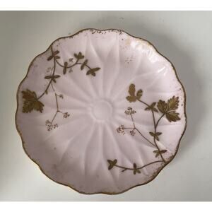 Antique Limoges LS&S Small plate | Pink w/ real gold embossing | France | EUC